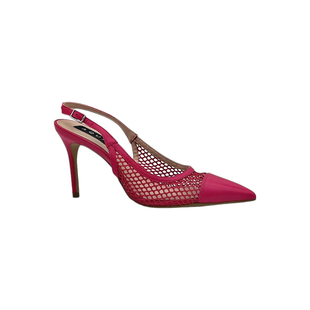 Aqua Women's Pointed Toe Mesh Black High Heel Slingback Pumps Pink - Medium
